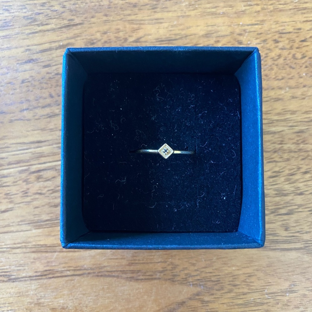 Blanca Monros Gómez square filigree ring with black Diamond size 6.5